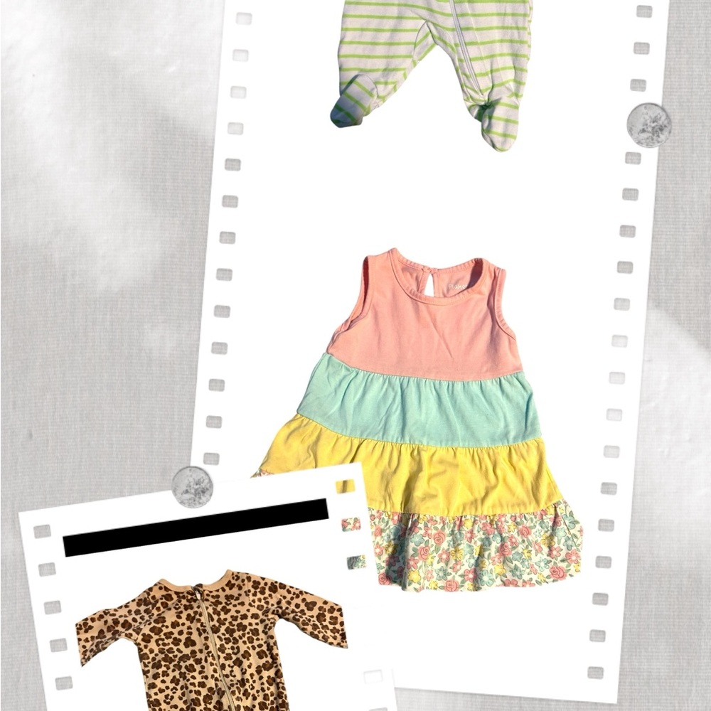 Carter's Girls Sleeveless Tiered Dress and two adorable sleepers newborn